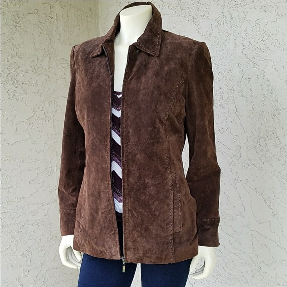 Brown suede leather jacket